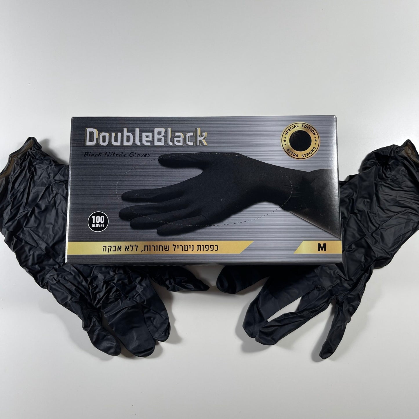 כפפות שחורות ניטריל Double Black – מידות S/M