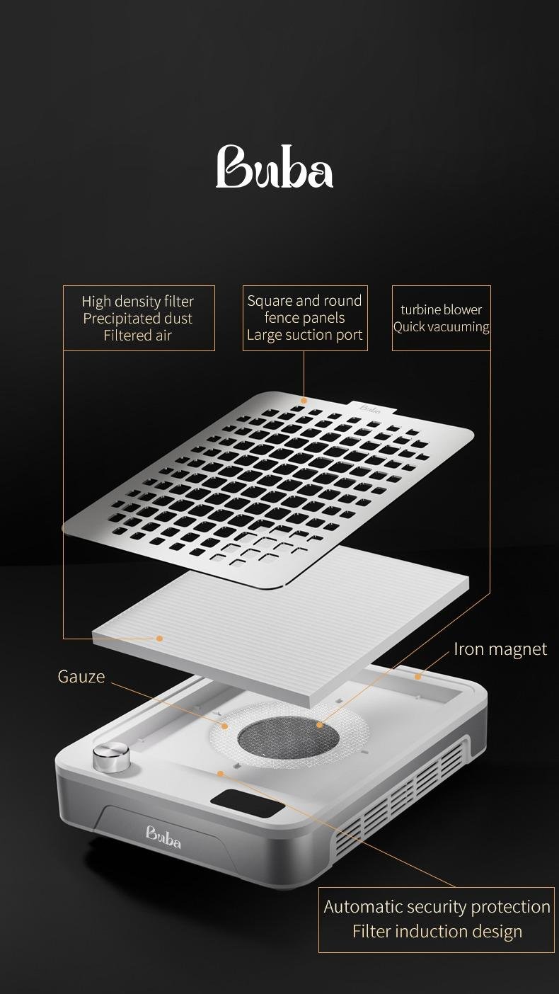 שואב אבק שולחני לפדיקור ומניקור BUBA | מנוע טורבו שקט ועוצמתי