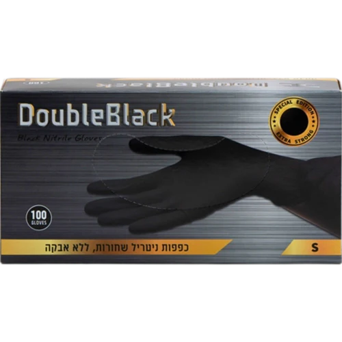 כפפות שחורות ניטריל Double Black – מידות S/M במבצע 4 חבילות!