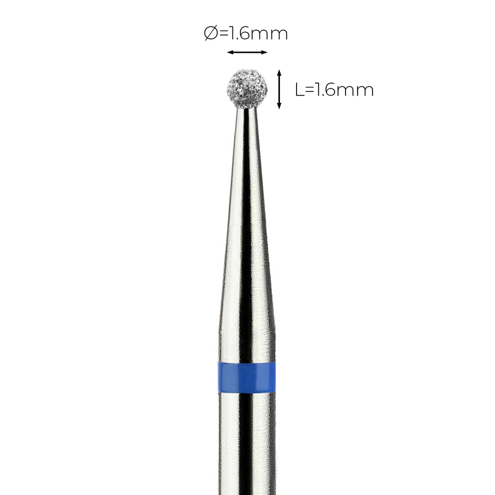 מקדח ראש שיוף יהלום לסלון יופי "כדור" כחול בינוני 001/016