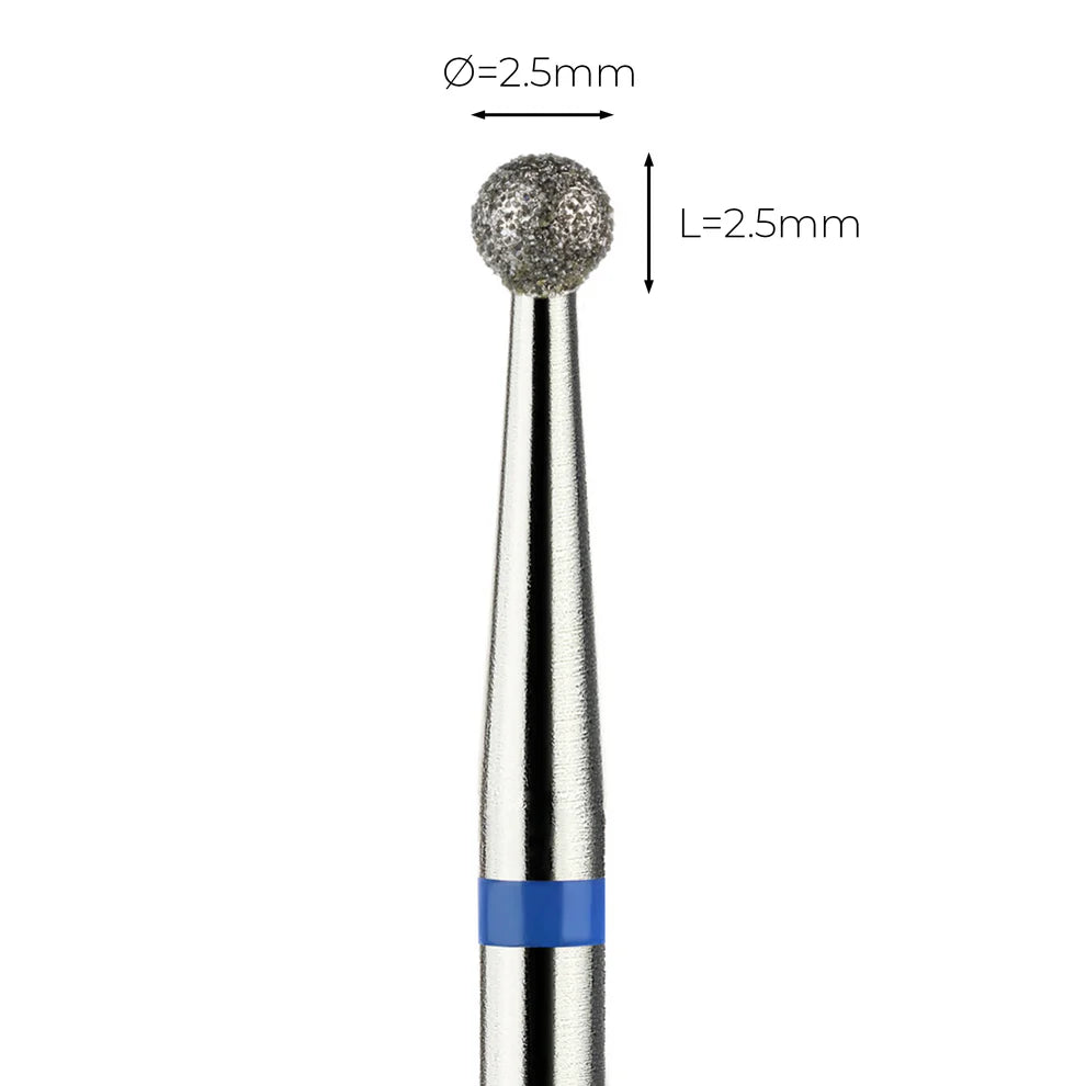 מקדח ראש שיוף יהלום לסלון יופי "כדור" כחול בינוני 001/025