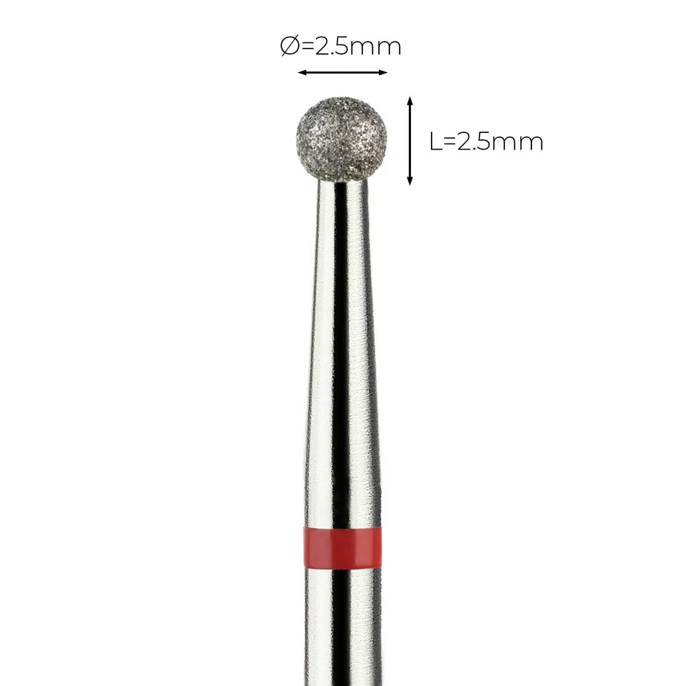 מקדח ראש שיוף יהלום לסלון יופי "כדור" אדום עדין 001/025