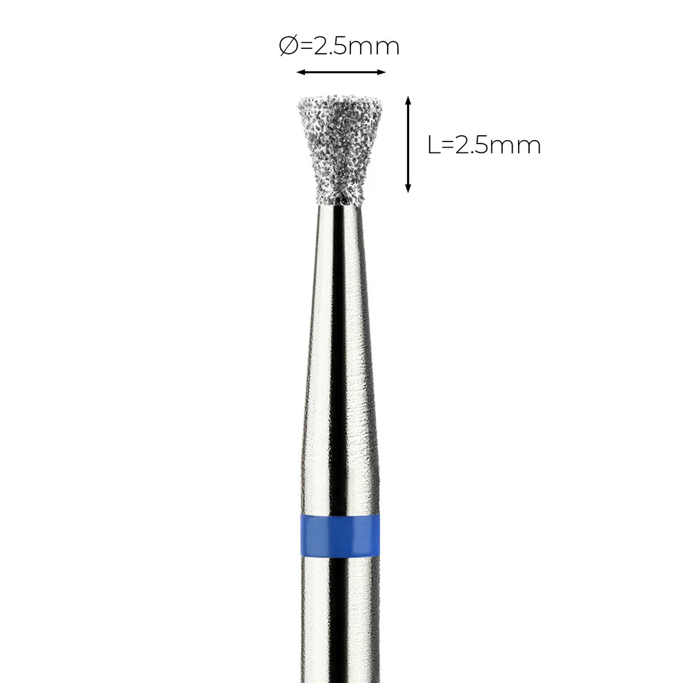 מקדח ראש שיוף יהלום לסלון יופי "קונוס הפוך" כחול בינוני 010/025