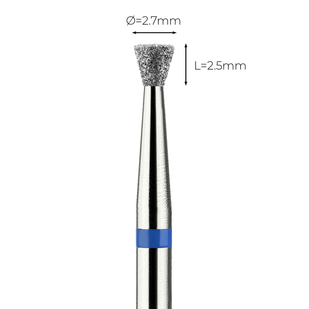 מקדח ראש שיוף יהלום לסלון יופי "קונוס הפוך" כחול בינוני 010/027