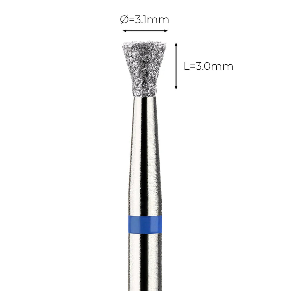 מקדח ראש שיוף יהלום לסלון יופי "קונוס הפוך" כחול בינוני 010/031