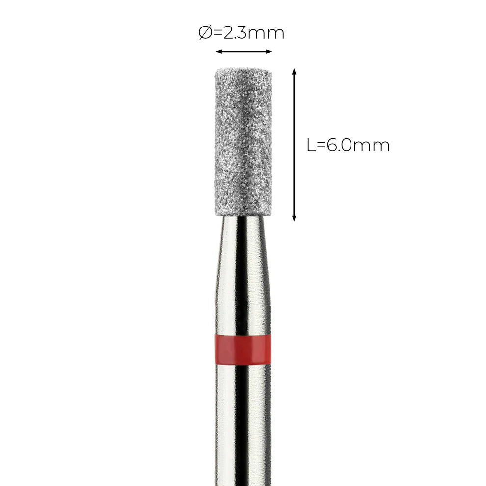 מקדח ראש שיוף יהלום לסלון יופי "צילינדר" אדום עדין 110/023