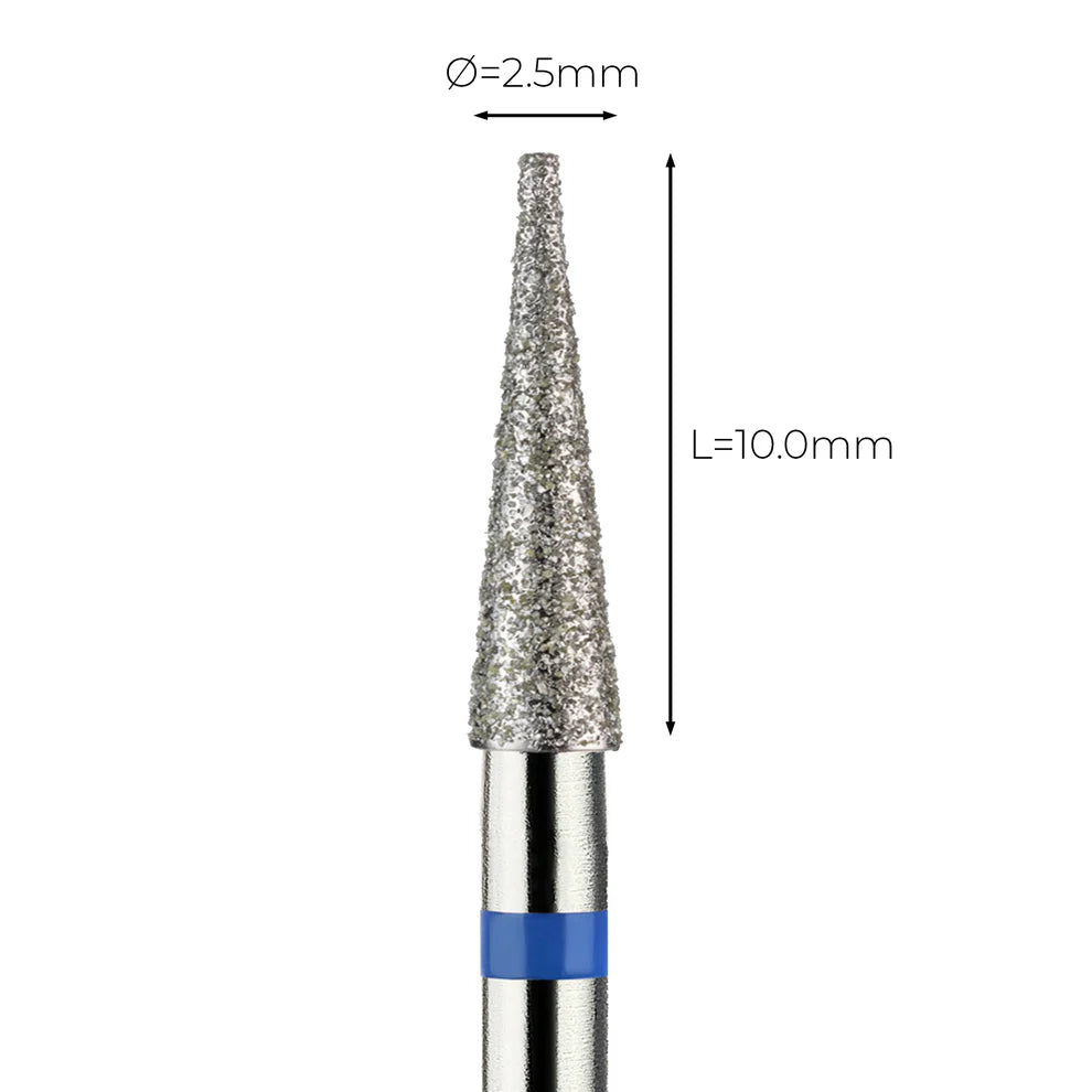 מקדח ראש שיוף יהלום לסלון יופי "קונוס" כחול בינוני 166/025