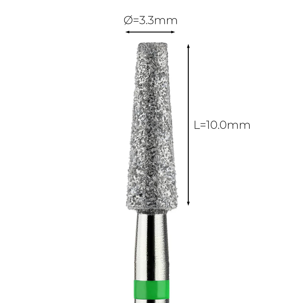 מקדח ראש שיוף יהלום לסלון יופי "קונוס חתוך" ירוק גס 173/033