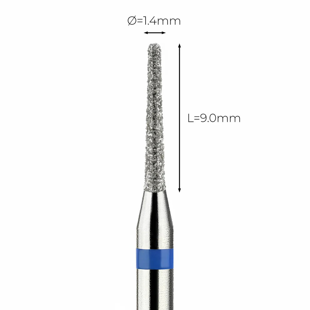 מקדח ראש שיוף יהלום לסלון יופי "קונוס עם קצה חצי-כדורי" כחול בינוני 198/014