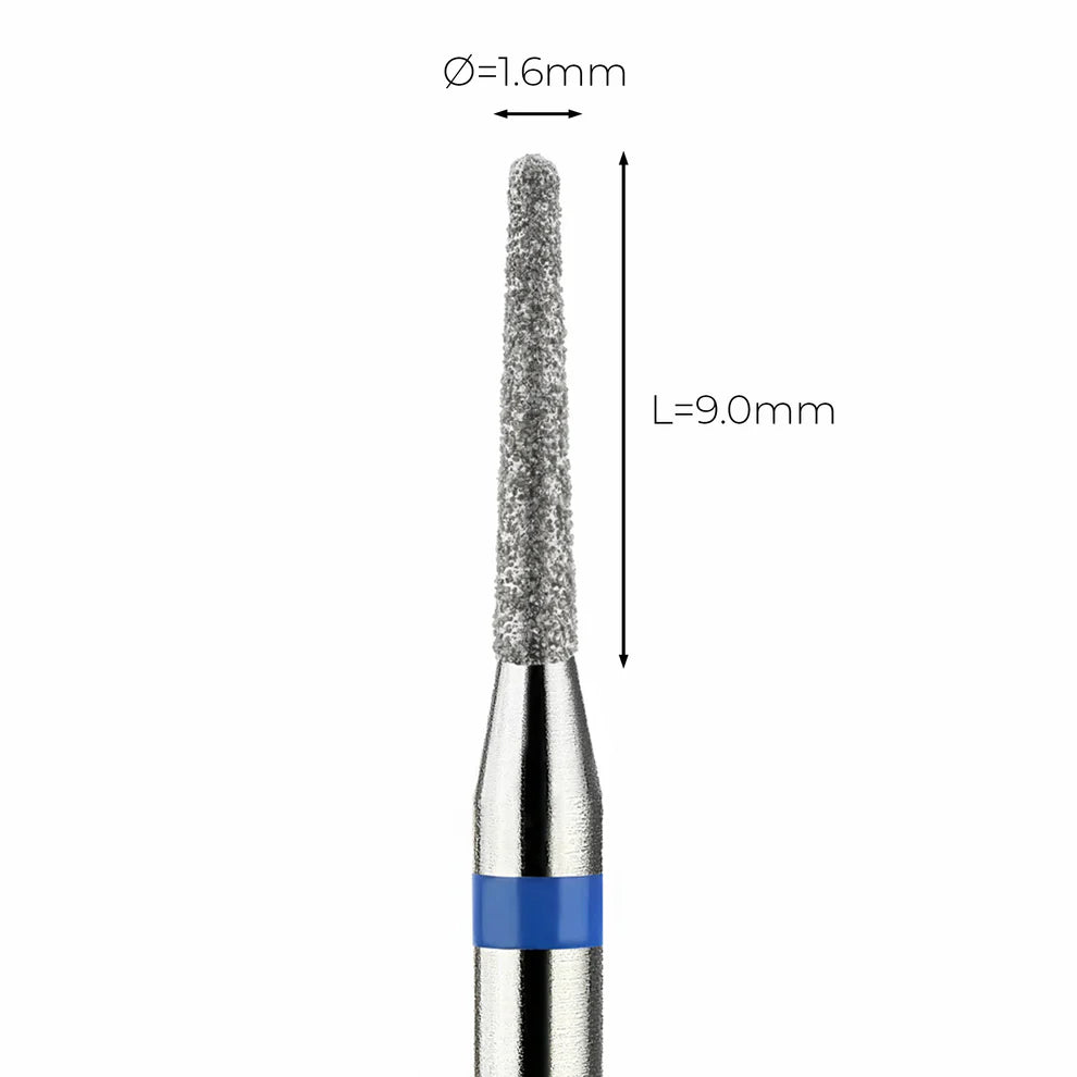 מקדח ראש שיוף יהלום לסלון יופי "קונוס עם קצה חצי-כדורי" כחול בינוני 198/016