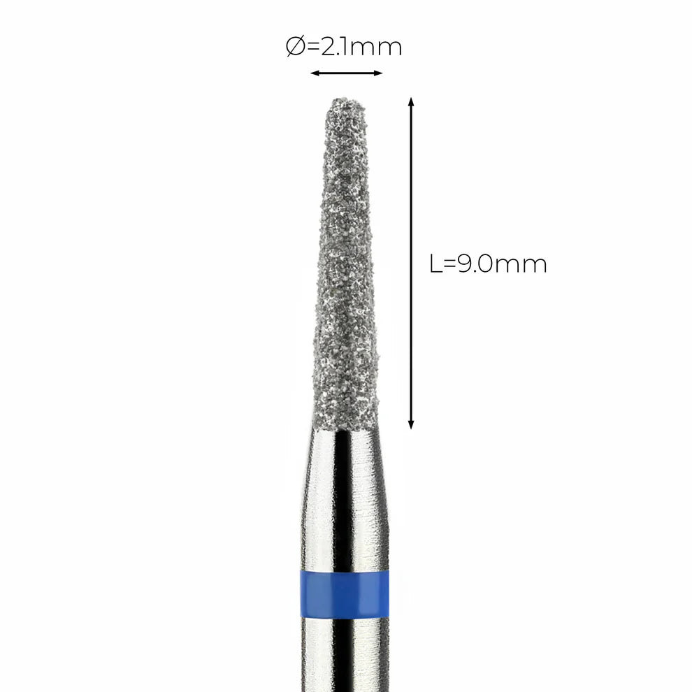 מקדח ראש שיוף יהלום לסלון יופי "קונוס עם קצה חצי-כדורי" כחול בינוני 198/021