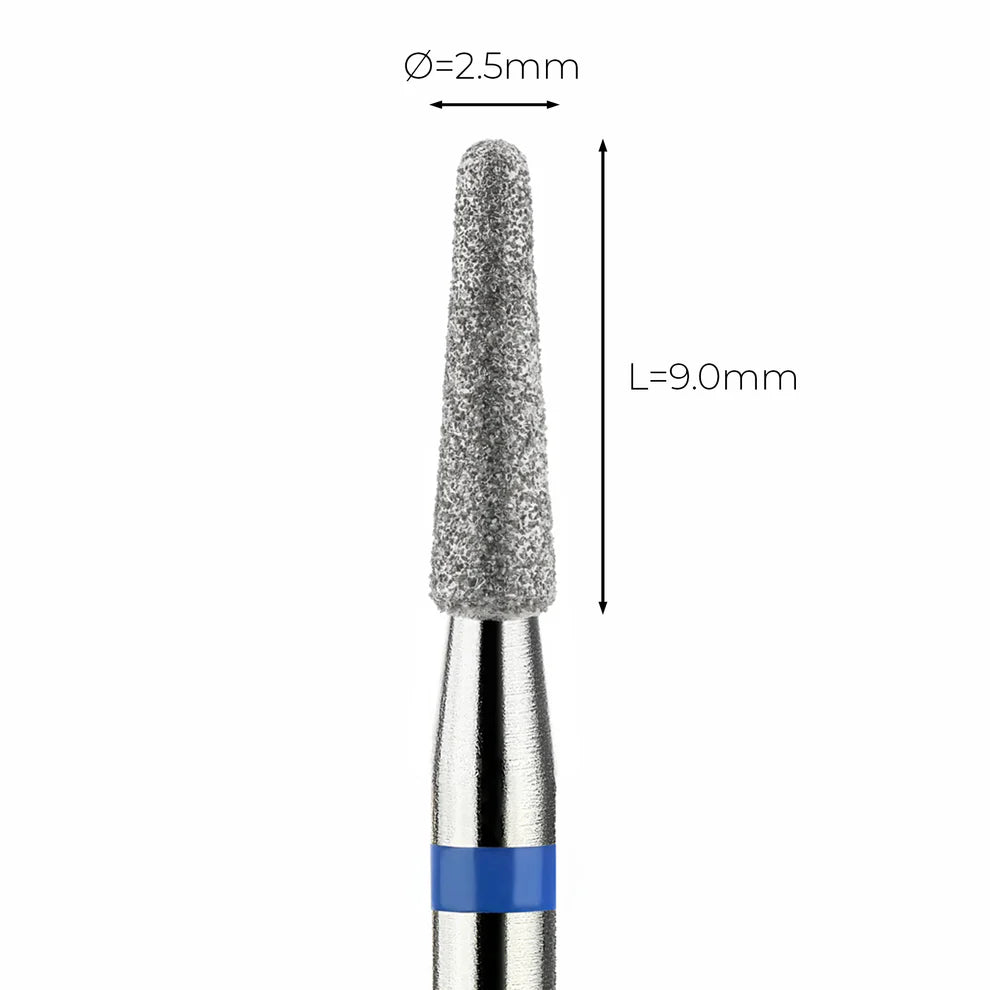 מקדח ראש שיוף יהלום לסלון יופי "קונוס עם קצה חצי-כדורי" כחול בינוני 198/025