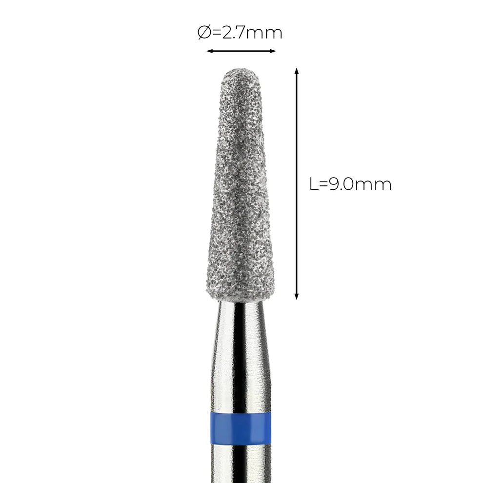 מקדח ראש שיוף יהלום לסלון יופי "קונוס עם קצה חצי-כדורי" כחול בינוני 198/027