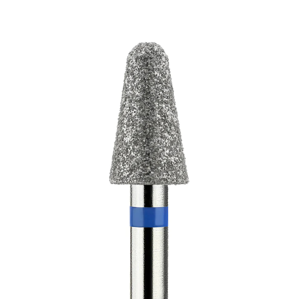 מקדח ראש שיוף יהלום לסלון יופי "קונוס עם קצה חצי-כדורי" כחול בינוני 198/050