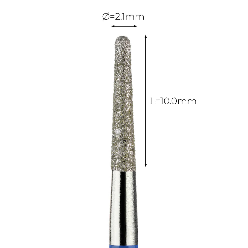 מקדח ראש שיוף יהלום לסלון יופי "קונוס עם קצה חצי-כדורי" כחול בינוני 199/021