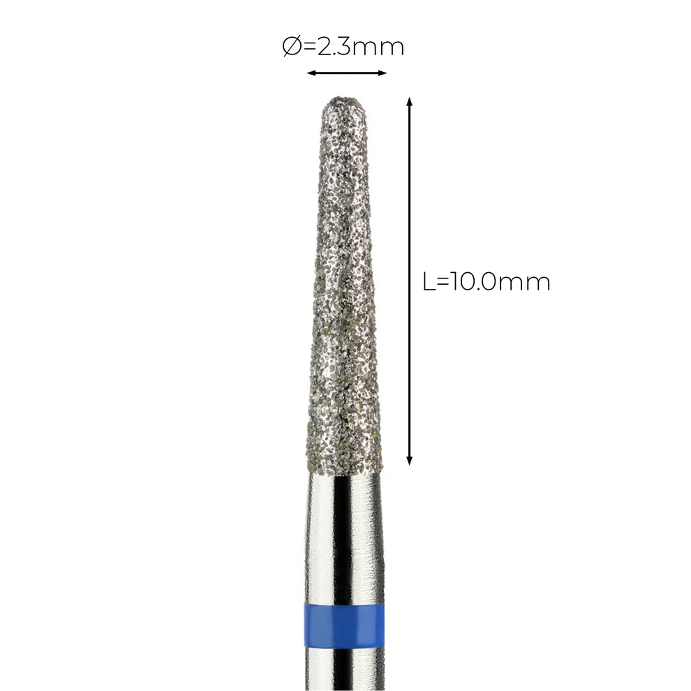 מקדח ראש שיוף יהלום לסלון יופי "קונוס עם קצה חצי-כדורי" כחול בינוני 199/023