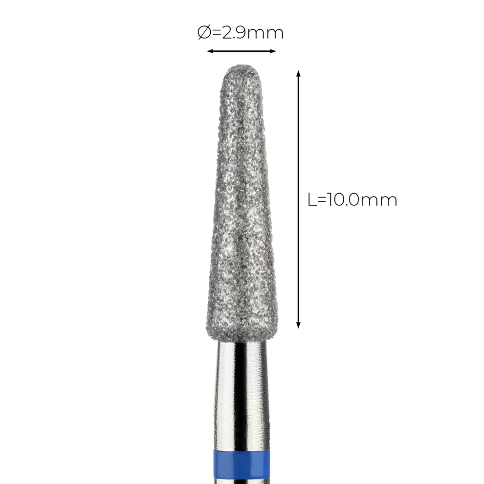 מקדח ראש שיוף יהלום לסלון יופי "קונוס עם קצה חצי-כדורי" כחול בינוני 199/029