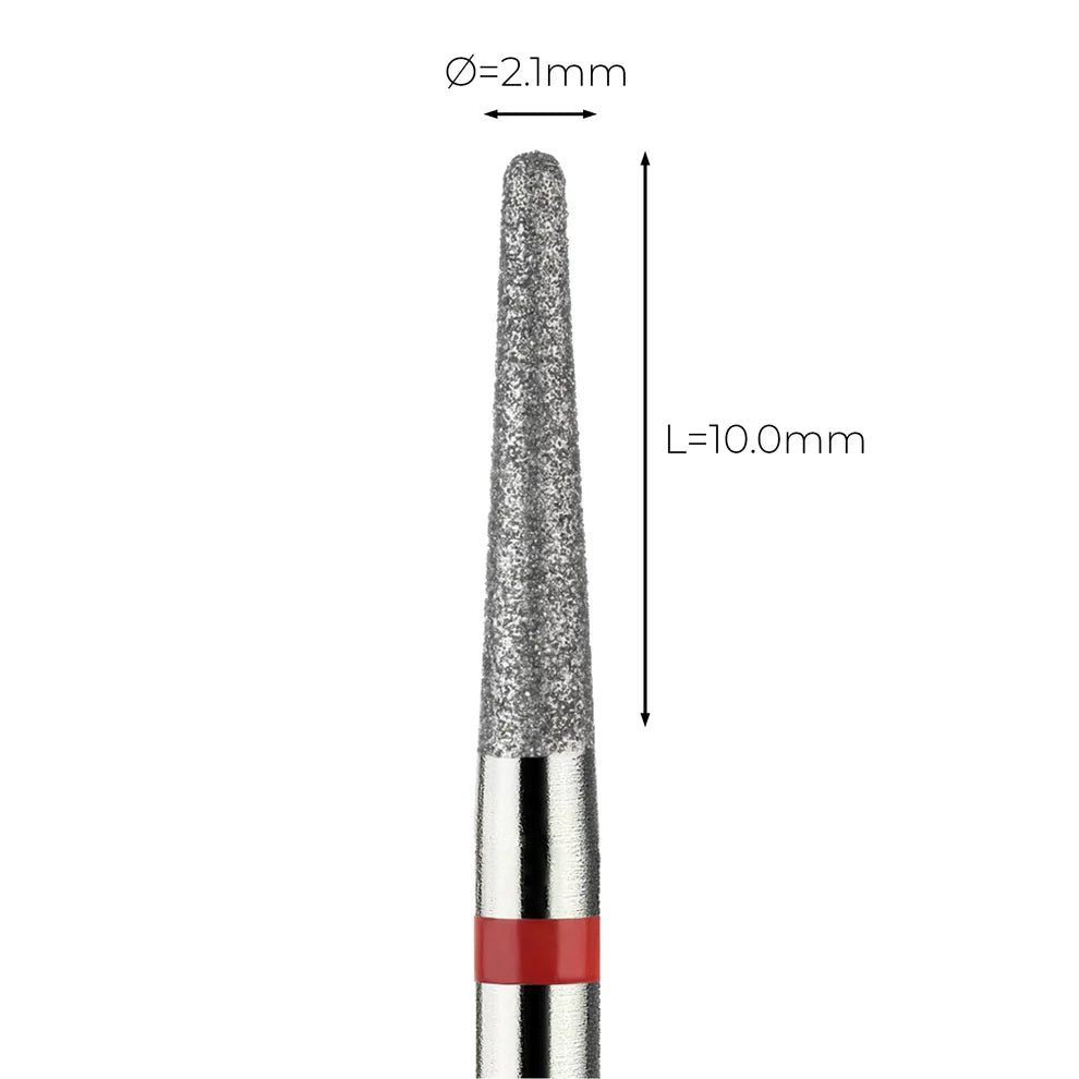 מקדח ראש שיוף יהלום לסלון יופי "קונוס עם קצה חצי-כדורי" אדום עדין 199/021