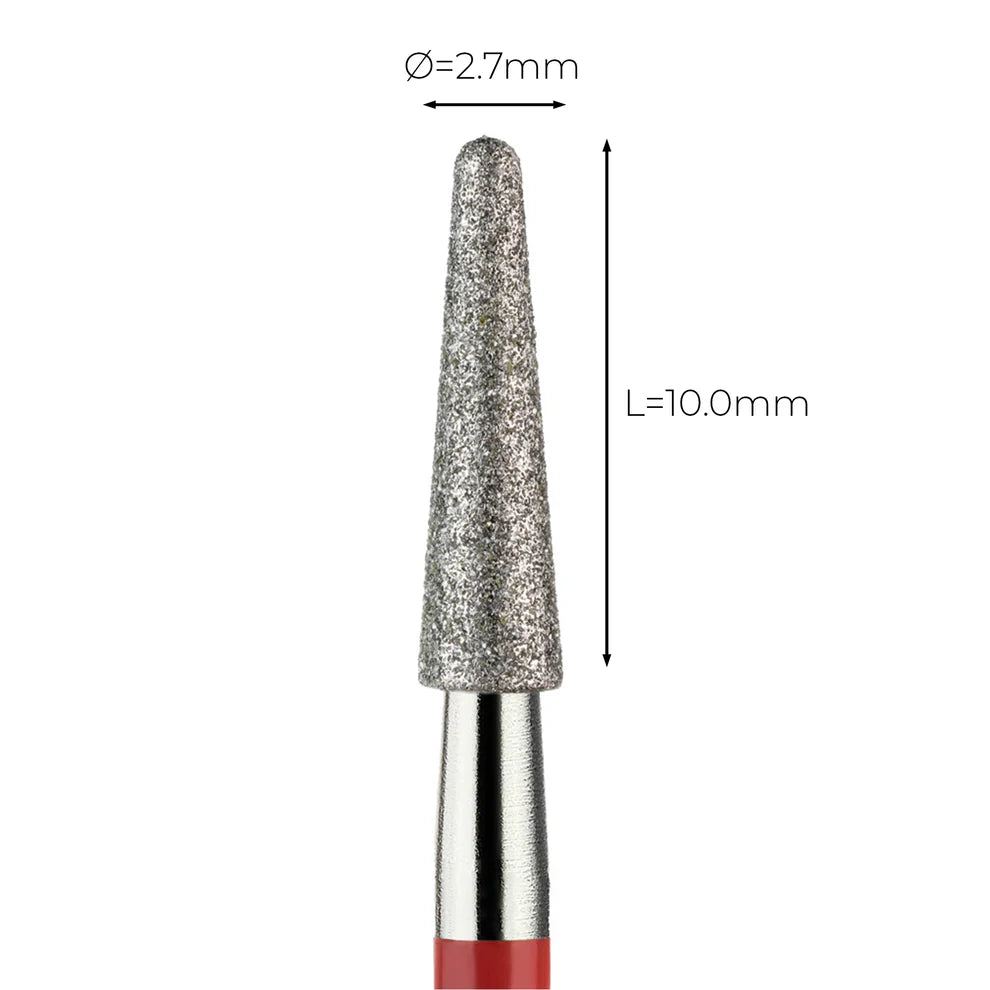 מקדח ראש שיוף יהלום לסלון יופי "קונוס עם קצה חצי-כדורי" אדום עדין 199/027