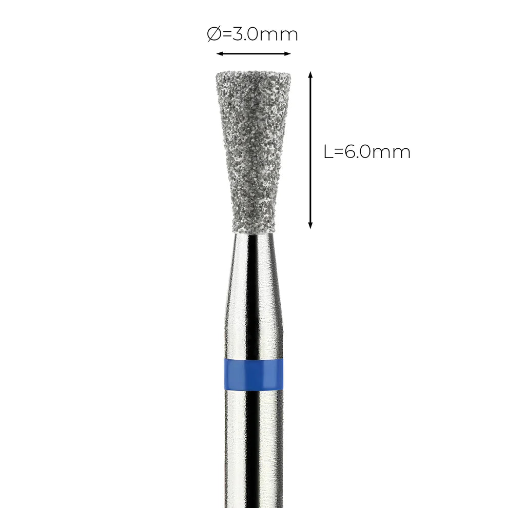 מקדח ראש שיוף יהלום לסלון יופי "קונוס הפוך" כחול בינוני 225/030