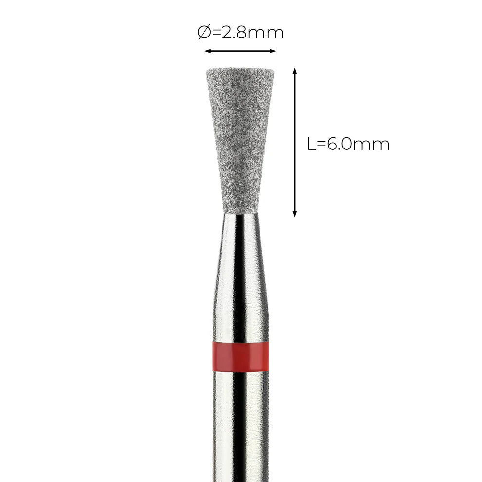 מקדח ראש שיוף יהלום לסלון יופי "קונוס הפוך" אדום עדין 225/028