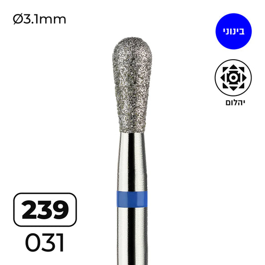 מקדח ראש שיוף יהלום לסלון יופי "אגס" כחול בינוני 239/031