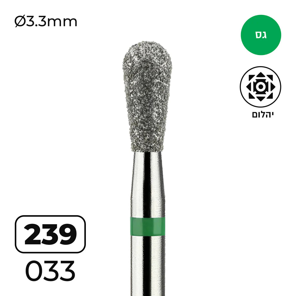 מקדח ראש שיוף יהלום לסלון יופי "אגס" ירוק גס 239/033