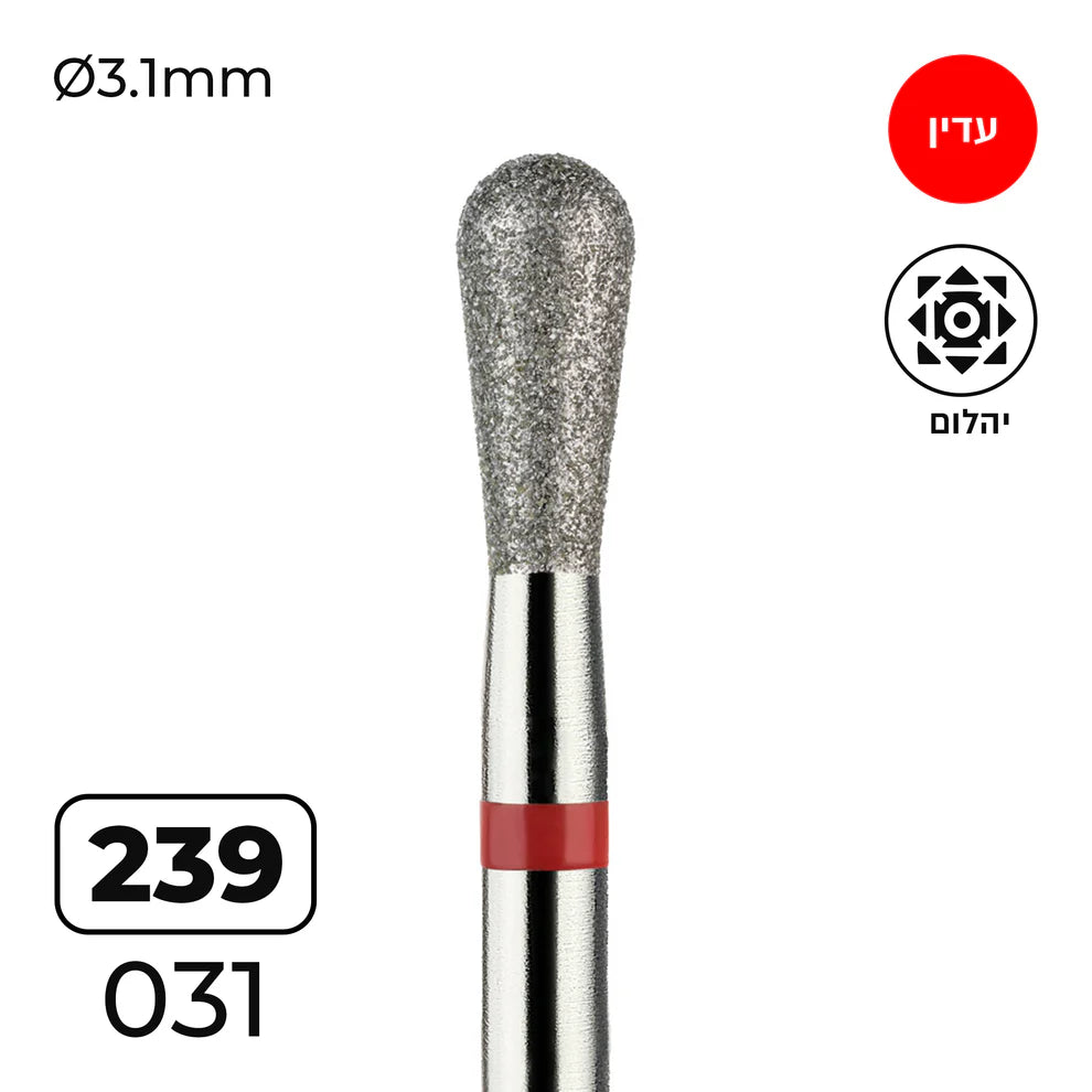 מקדח ראש שיוף יהלום לסלון יופי "אגס" אדום עדין 239/031