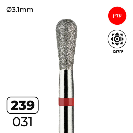 מקדח ראש שיוף יהלום לסלון יופי "אגס" אדום עדין 239/031