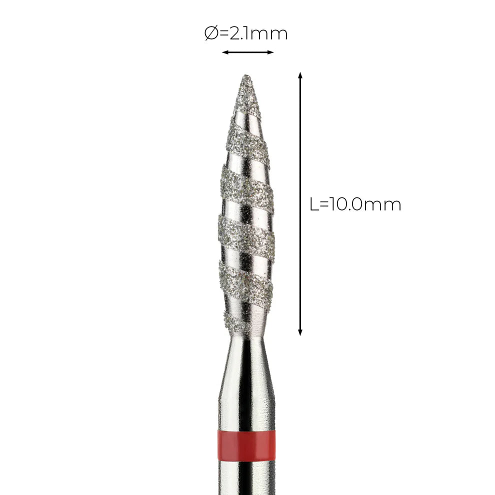 מקדח ראש שיוף יהלום לסלון יופי "להבה טורנדו" אדום עדין 243/021T