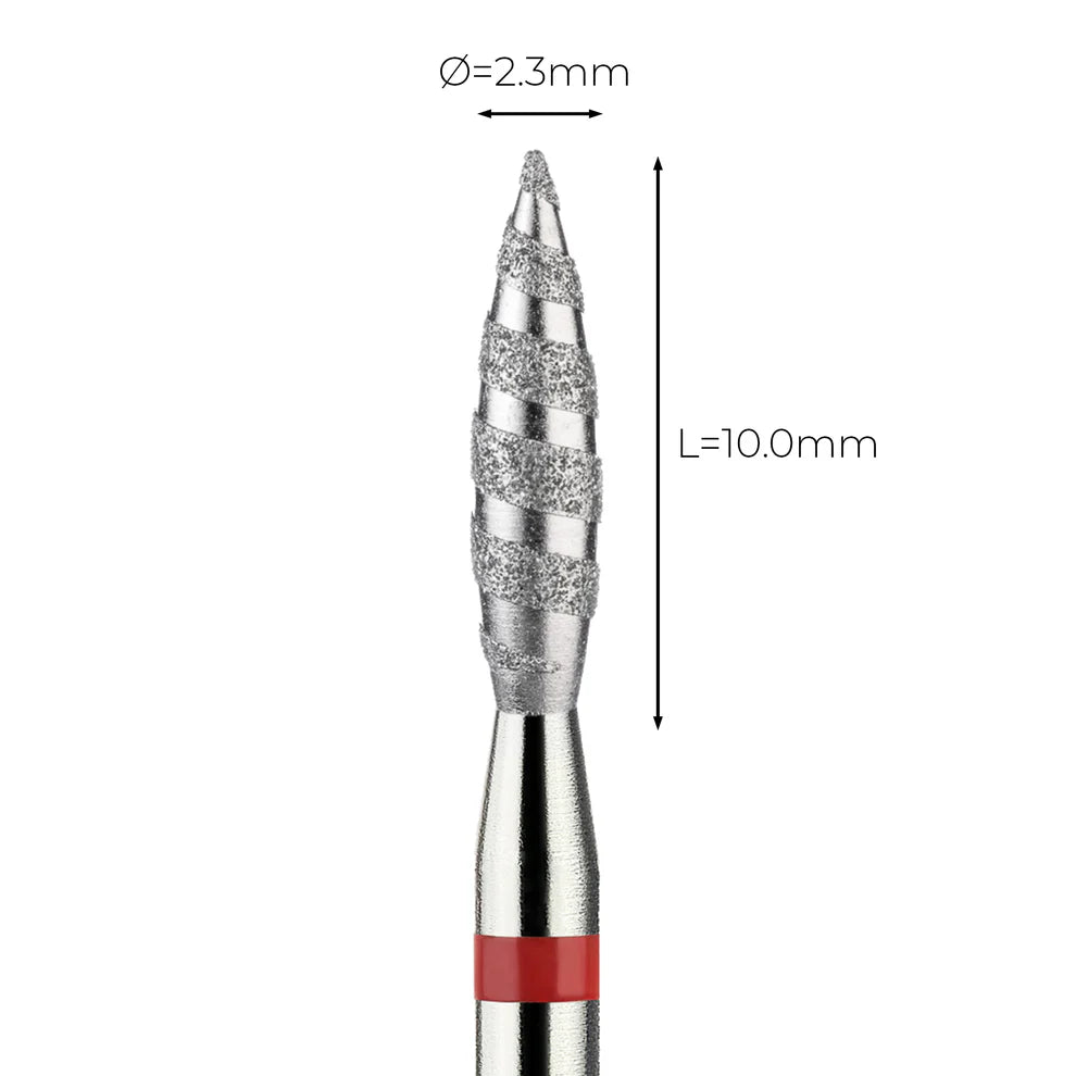 מקדח ראש שיוף יהלום לסלון יופי "להבה טורנדו" אדום עדין 243/023T