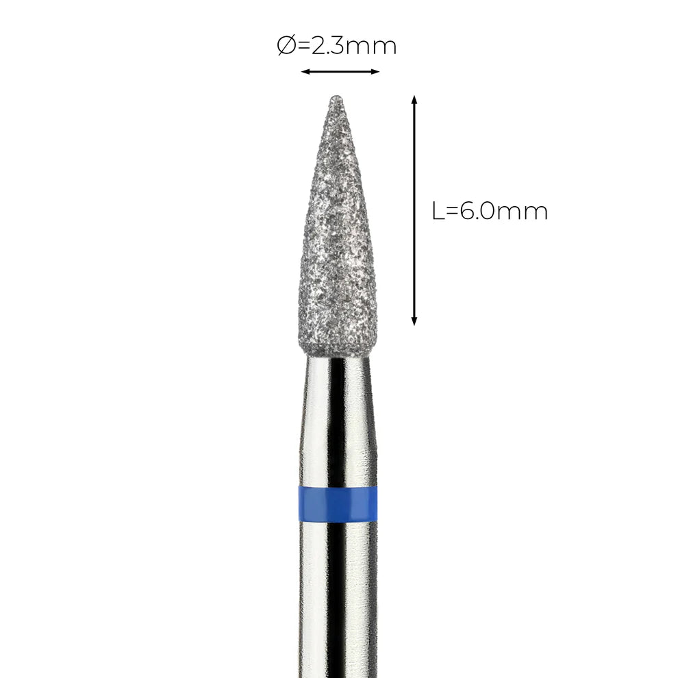 מקדח ראש שיוף יהלום לסלון יופי "קונוס מחודד" כחול בינוני 247/023