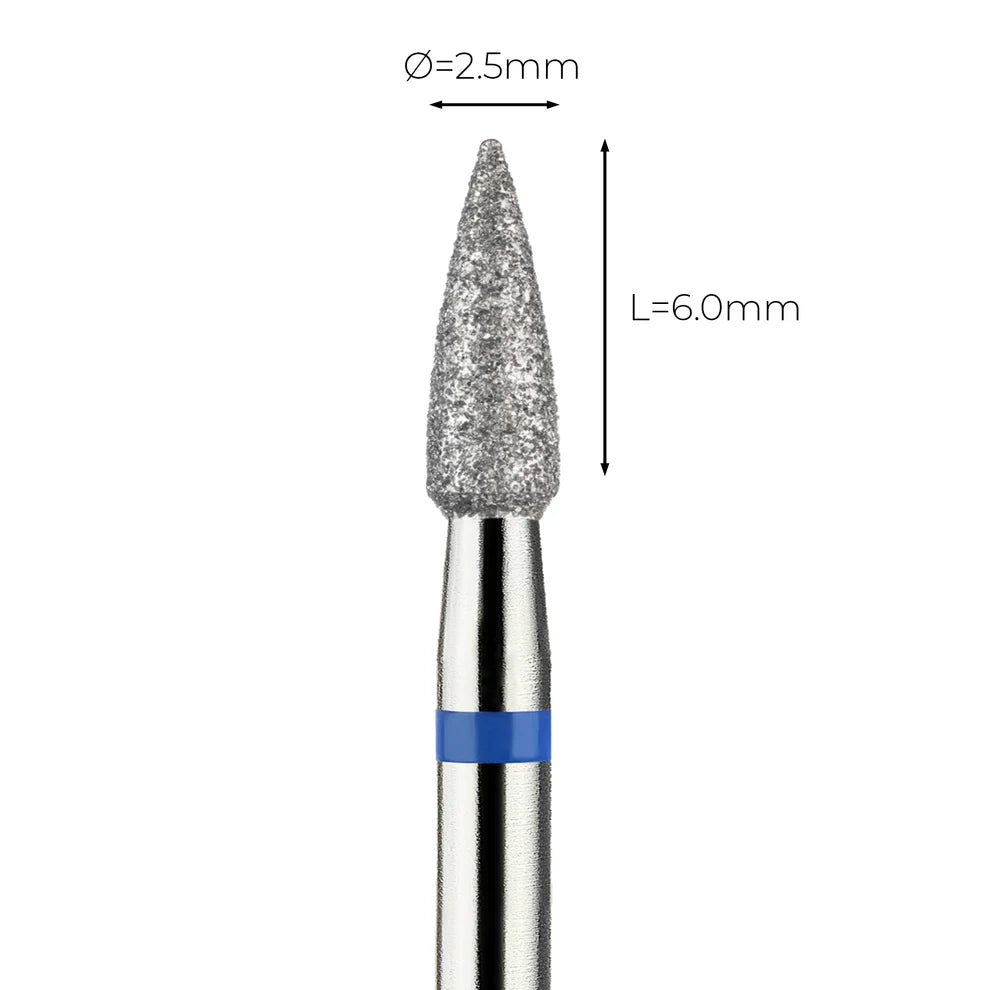 מקדח ראש שיוף יהלום לסלון יופי "קונוס מחודד" כחול בינוני 247/025