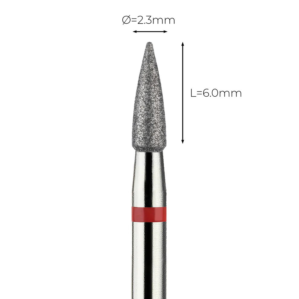 מקדח ראש שיוף יהלום לסלון יופי "קונוס מחודד" אדום עדין 247/023