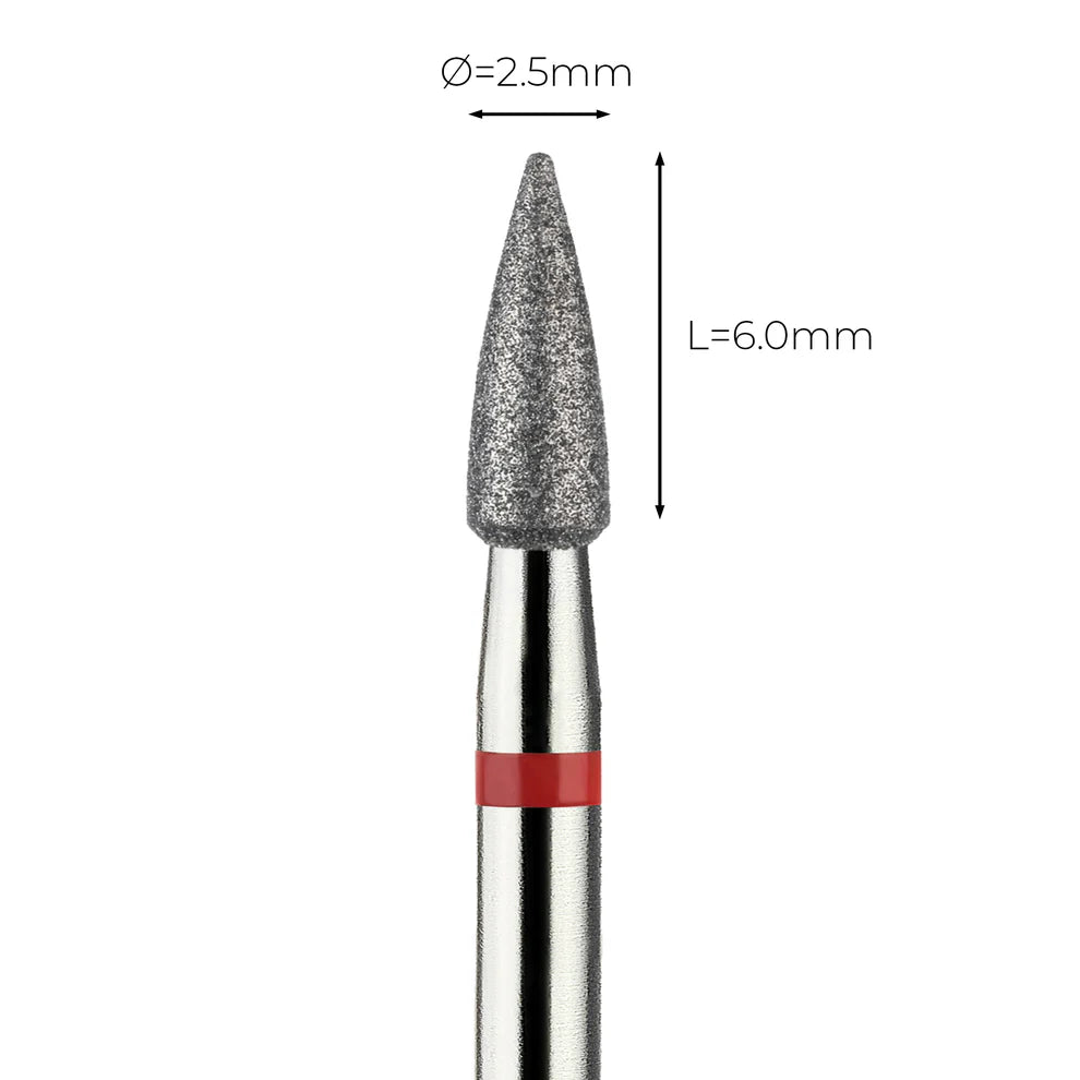 מקדח ראש שיוף יהלום לסלון יופי "קונוס מחודד" אדום עדין 247/025