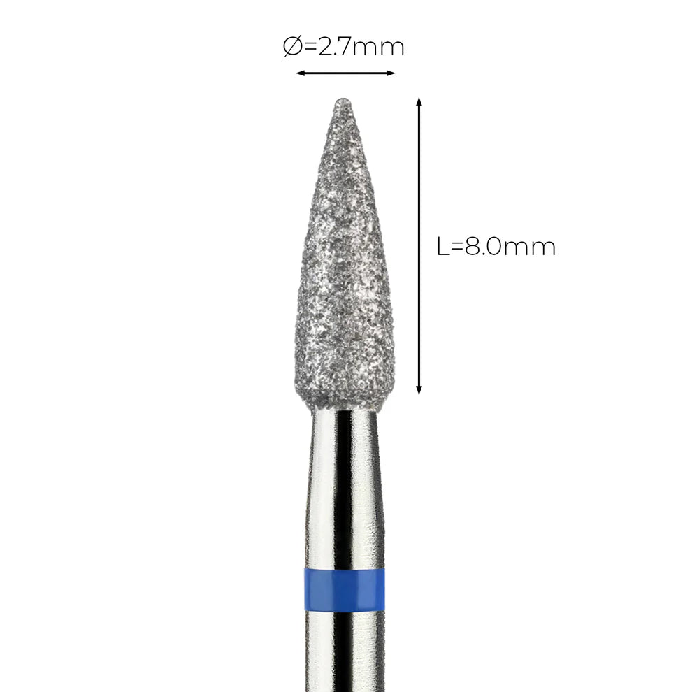 מקדח ראש שיוף יהלום לסלון יופי "קונוס מחודד" כחול בינוני 249/027