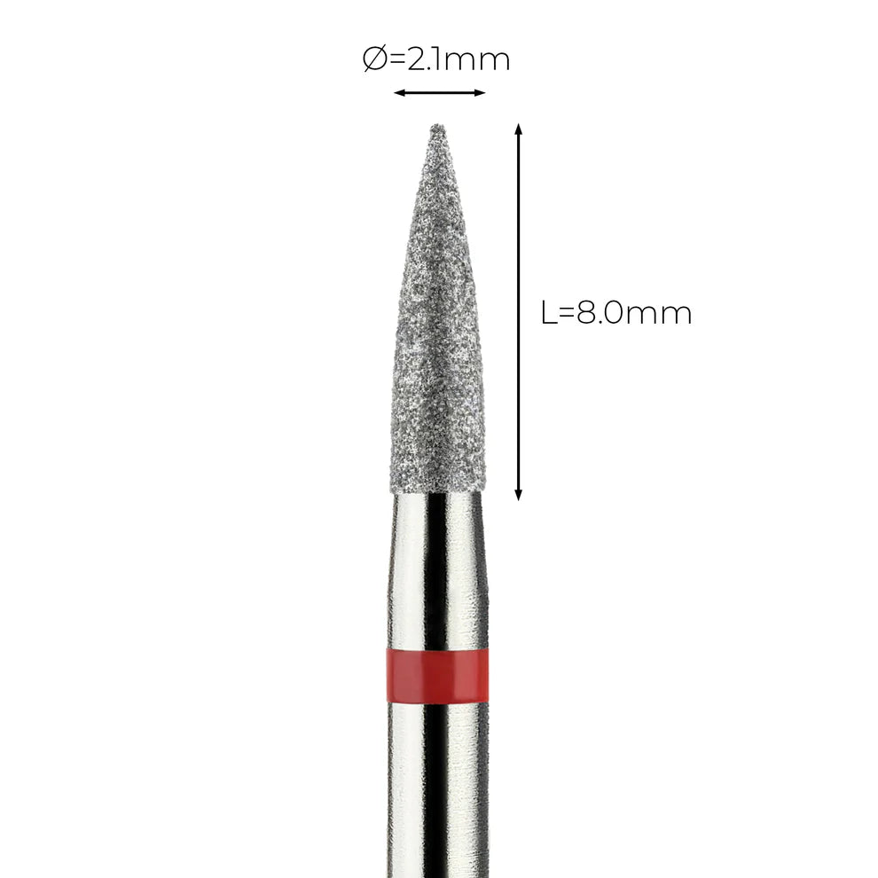 מקדח ראש שיוף יהלום לסלון יופי "קונוס מחודד" אדום עדין 249/021