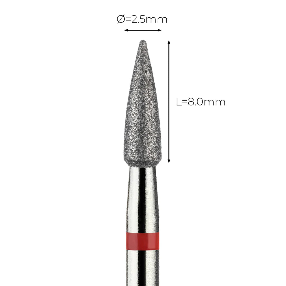 מקדח ראש שיוף יהלום לסלון יופי "קונוס מחודד" אדום עדין 249/025