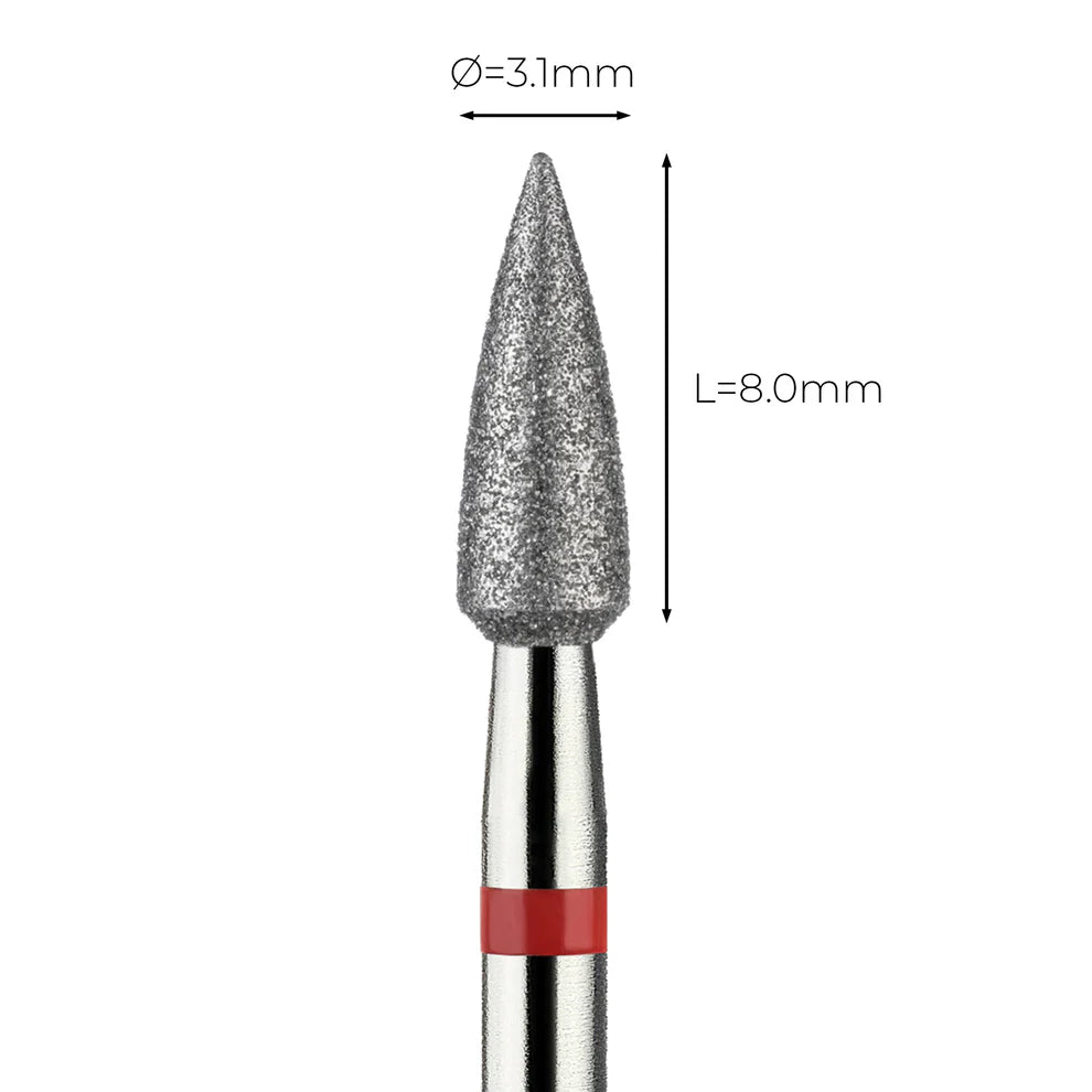 מקדח ראש שיוף יהלום לסלון יופי "קונוס מחודד" אדום עדין 249/031