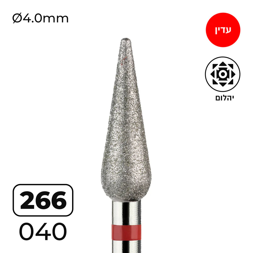 מקדח ראש שיוף יהלום לסלון יופי "ניצן מוארך" אדום עדין 266/040